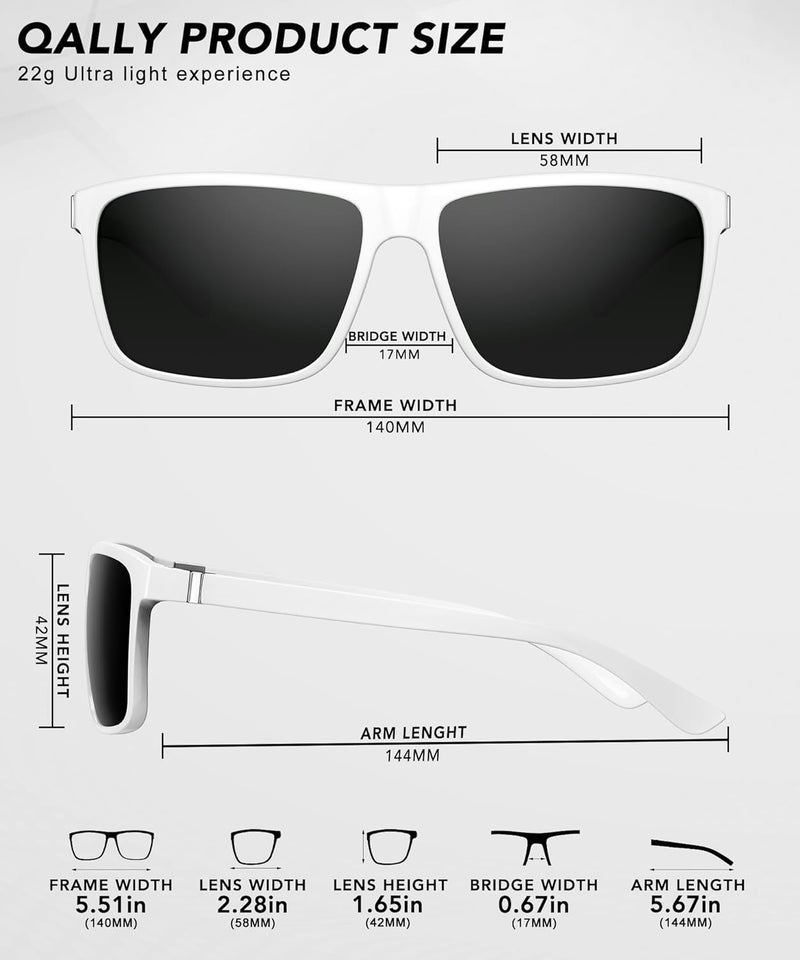 QALLY Store Polarized Sunglasses for Men Rectangular Frame Men's Polarized Sunglasses Sports Sunglasses with UV400 Protection - Image 4